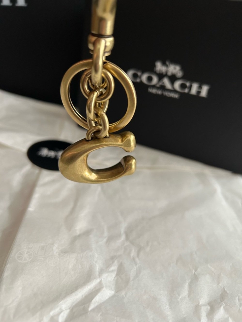 Coach Gold-Tone Brass C Charm Key Holder Charm- Includes Coach Gift Box - Picture 12 of 17